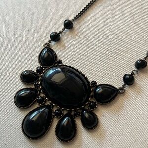 Vintage-Inspired Black Statement Bib Necklace